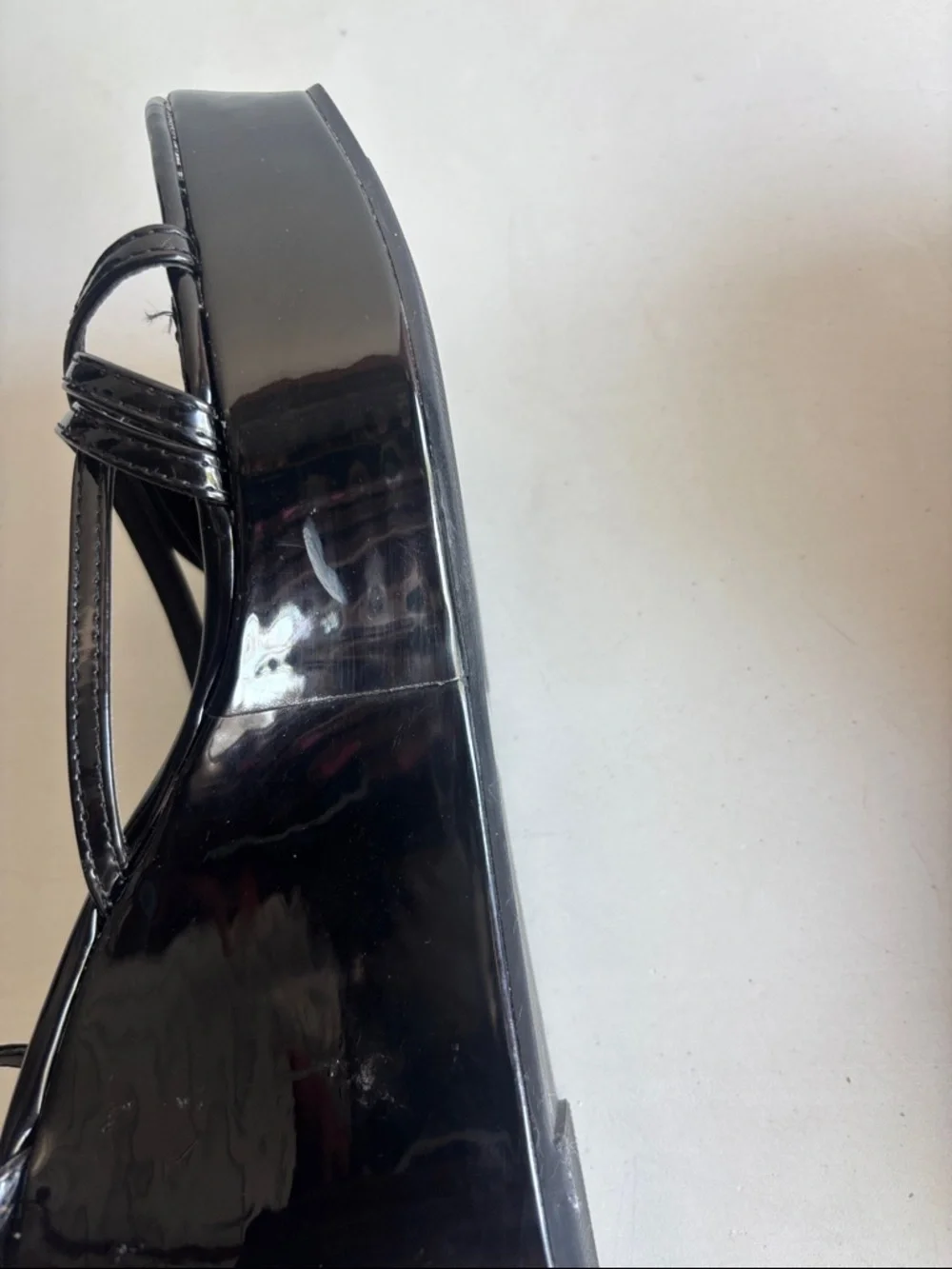 Madden Girl Mya Black Patent Wedge Sandals